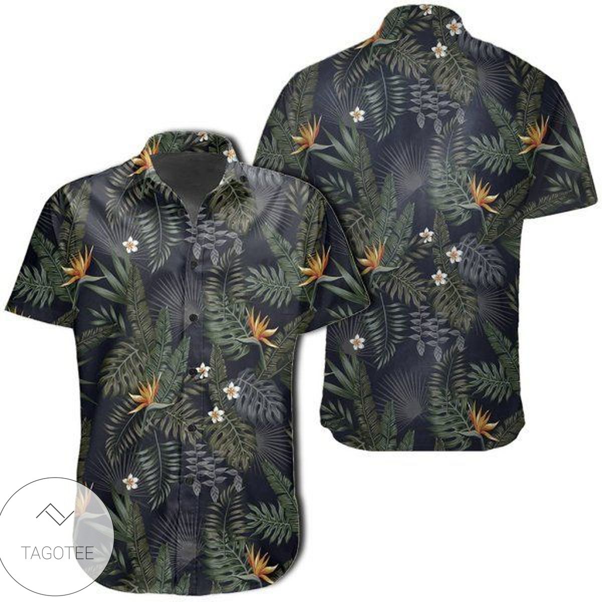 Tropical Leaf Triangle Pattern Hawaiian Shirt