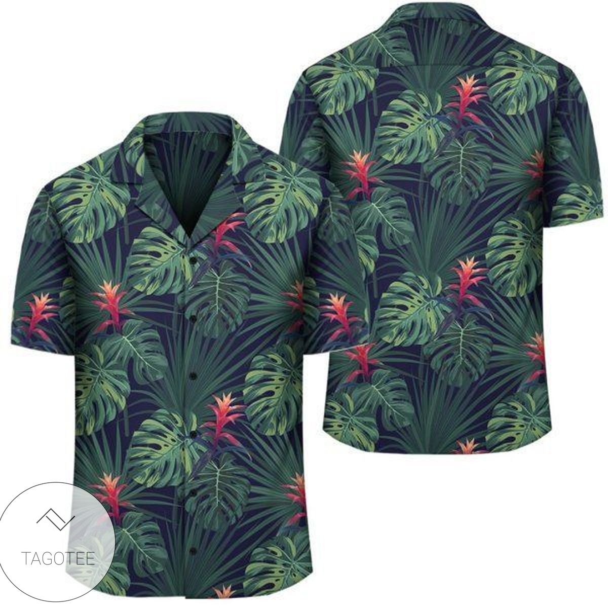 Tropical Monstera Leaf Green Mix Hawaiian Shirt