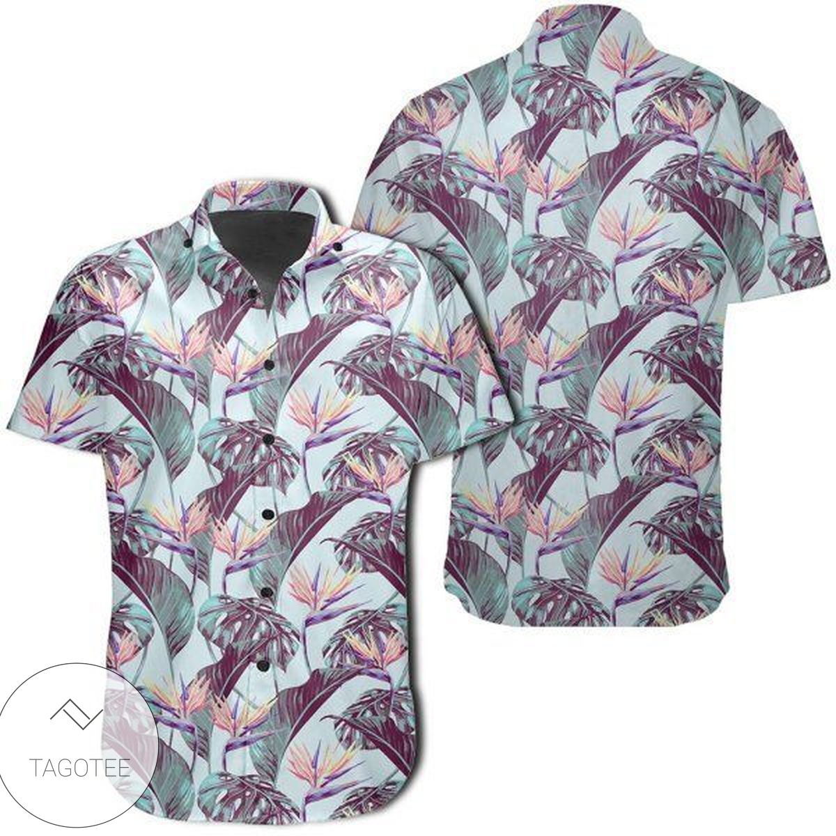 Tropical Monstera Leaf Red Hawaiian Shirt