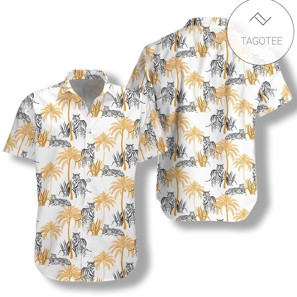 Tropical Palm Trees Blue Hawaiian Shirt