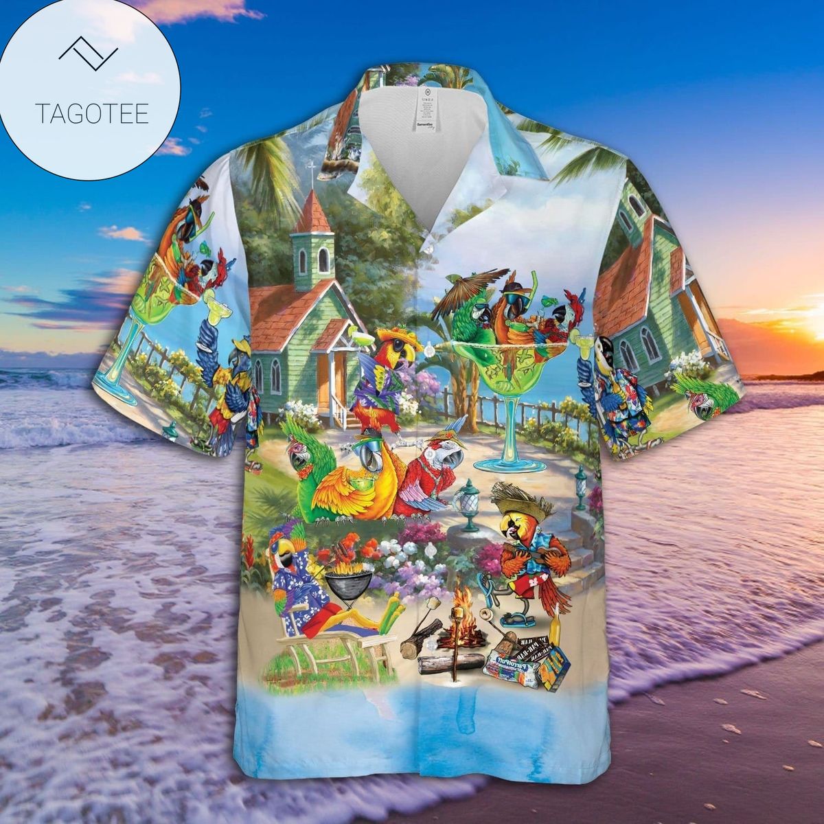 Tropical Parrots Hawaiian Aloha Shirts