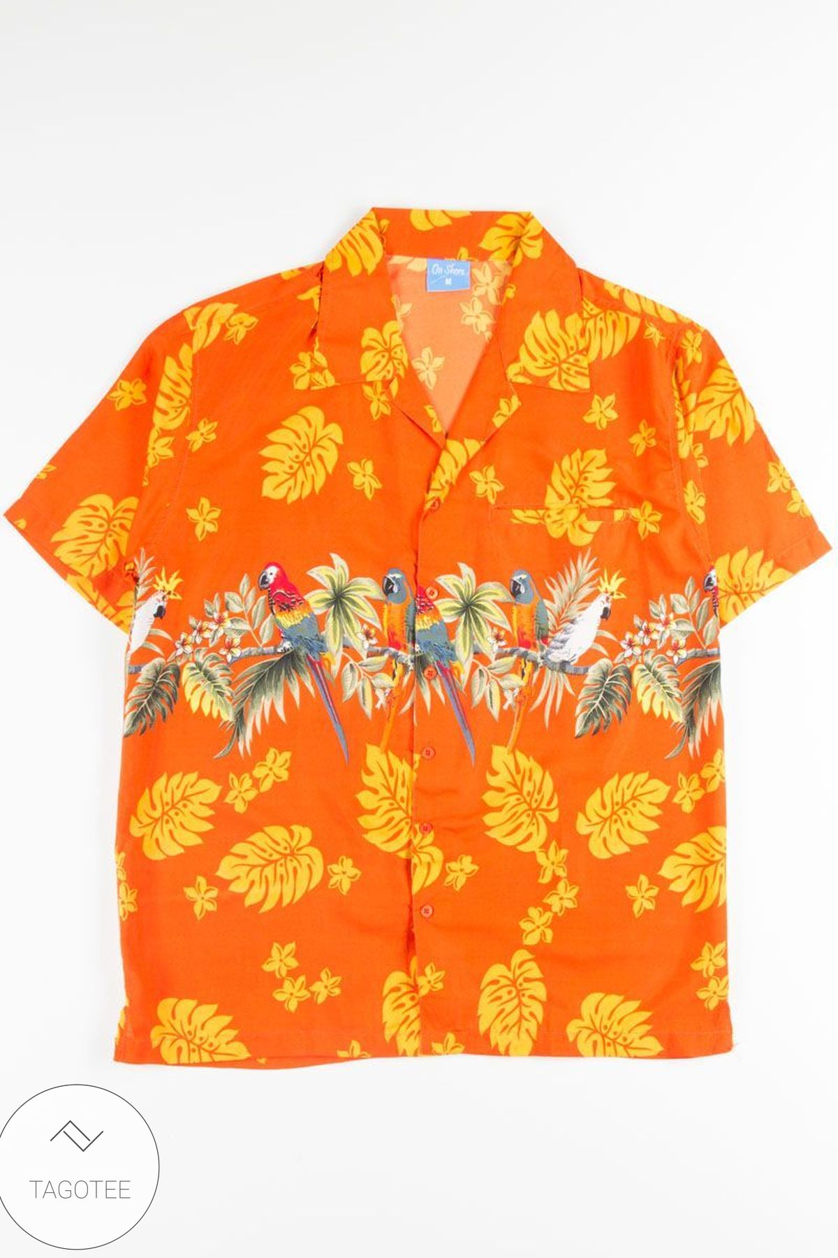 Tropical Parrots Pattern Navy Hawaiian Shirt