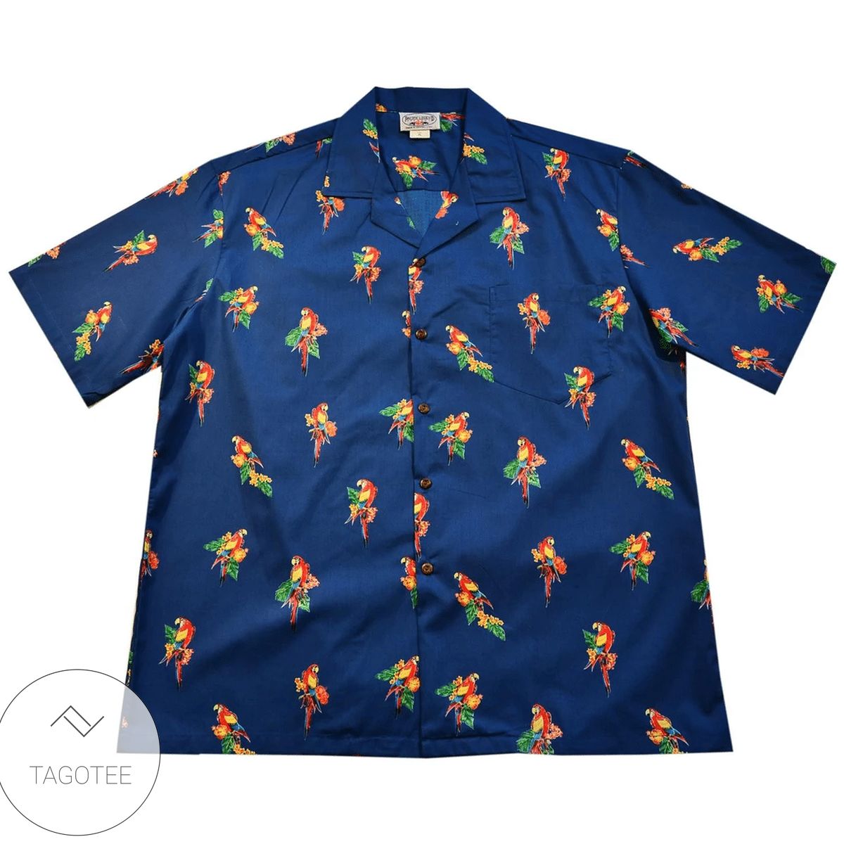 Tropical Parrots Orange Hawaiian Shirt