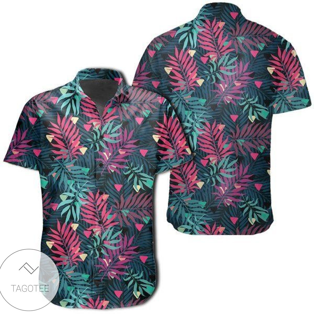 Tropical Pattern With Orchids Leaves And Gold Chains Hawaiian Shirt