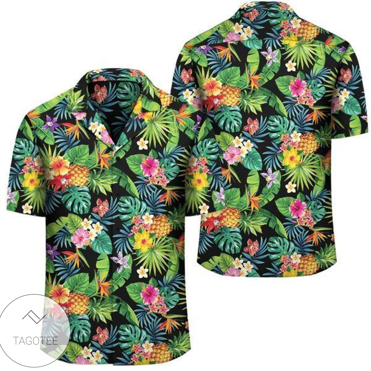 Tropical Pattern With Orchids Leaves And Gold Chains Hawaiian Shirt