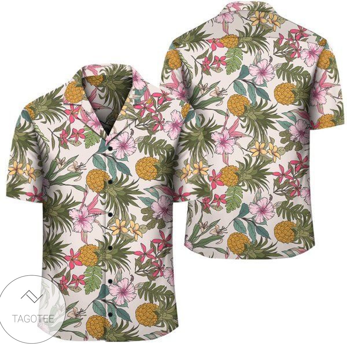 Tropical Pineapple American Shorthair Hawaiian Shirt For Men With Vibrant Colors And Textures