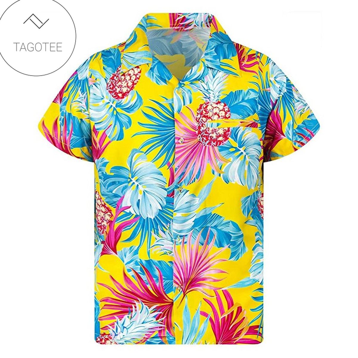 Tropical Pineapple Hummingbird 3d Hawaiian Shirt For Men With Vibrant Colors And Textures