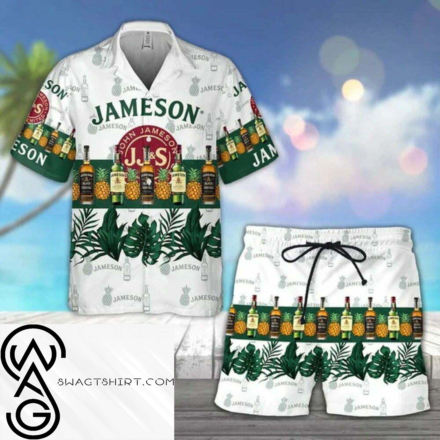 Tropical Pineapple Tito’s Vodka All Over Print Hawaiian Shirt And Beach Shorts