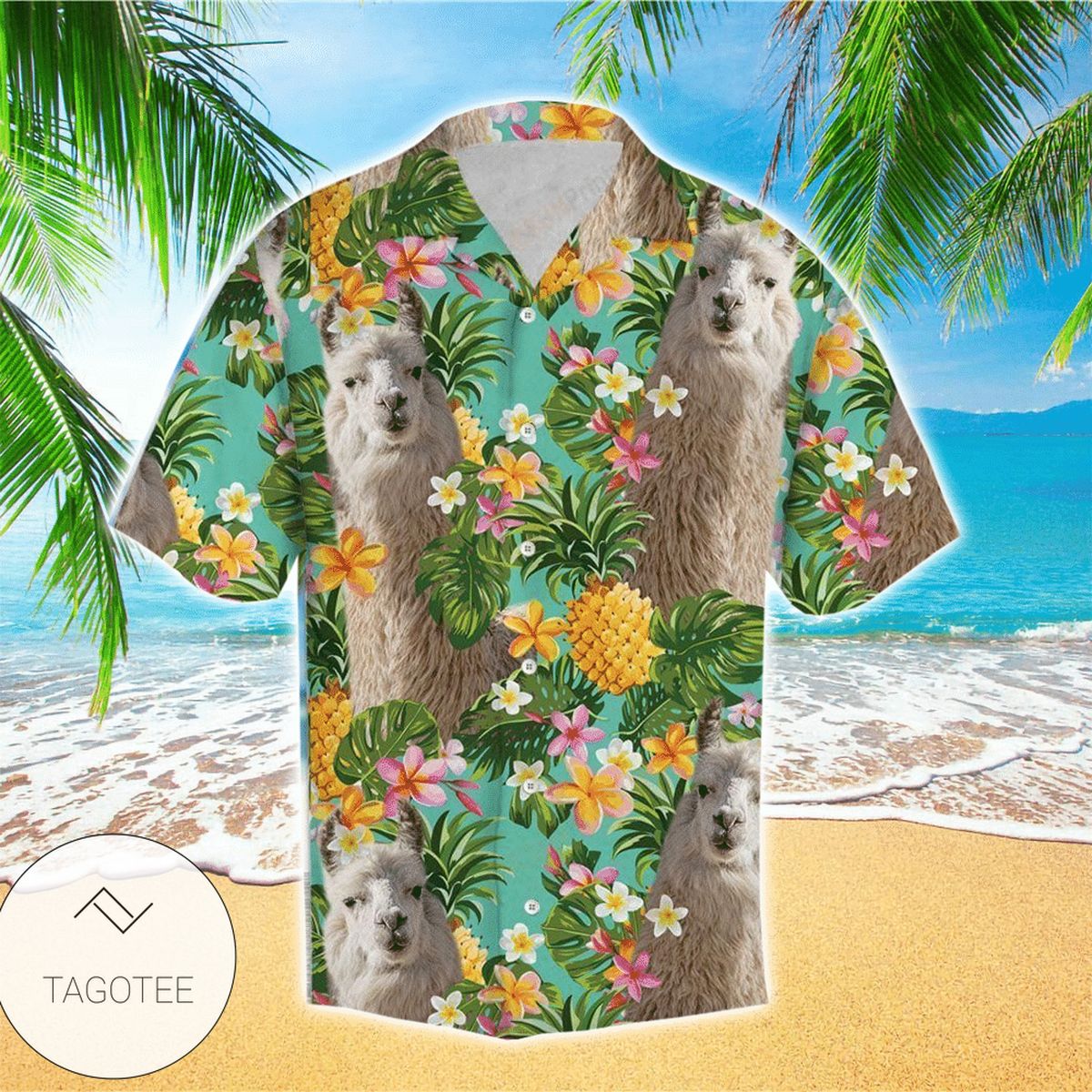 Tropical Pineapple Llama 3d Hawaiian Shirt For Men With Vibrant Colors And Textures