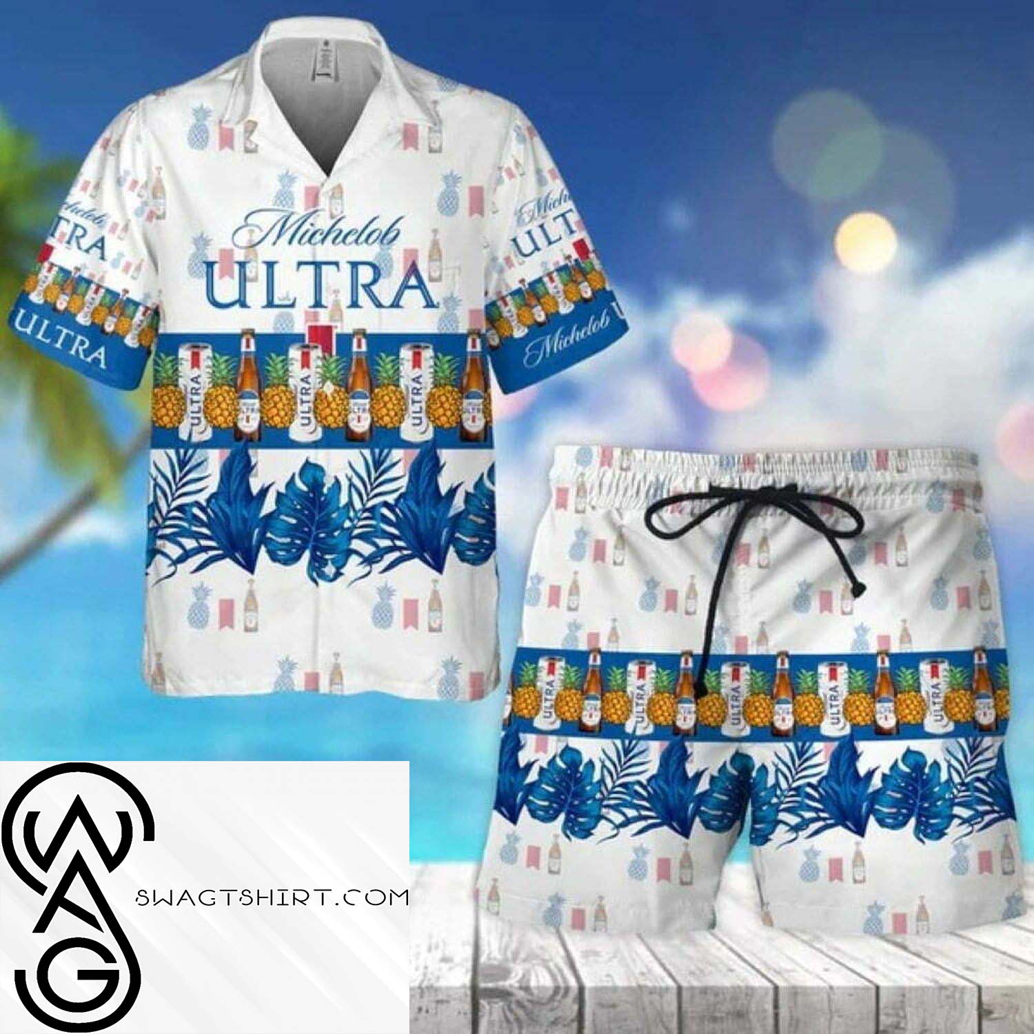 Tropical Pineapple Guinness Beer All Over Print Hawaiian Shirt And Beach Shorts