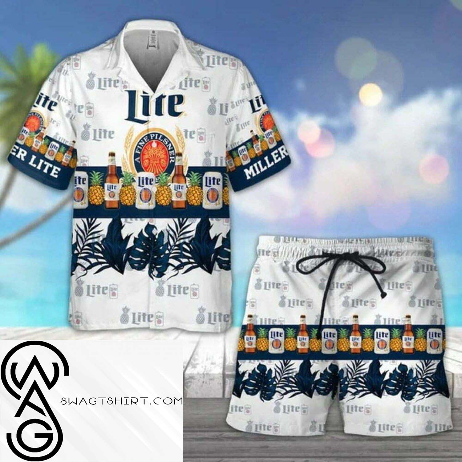 Tropical Pineapple Jameson Whiskey All Over Print Hawaiian Shirt And Beach Shorts