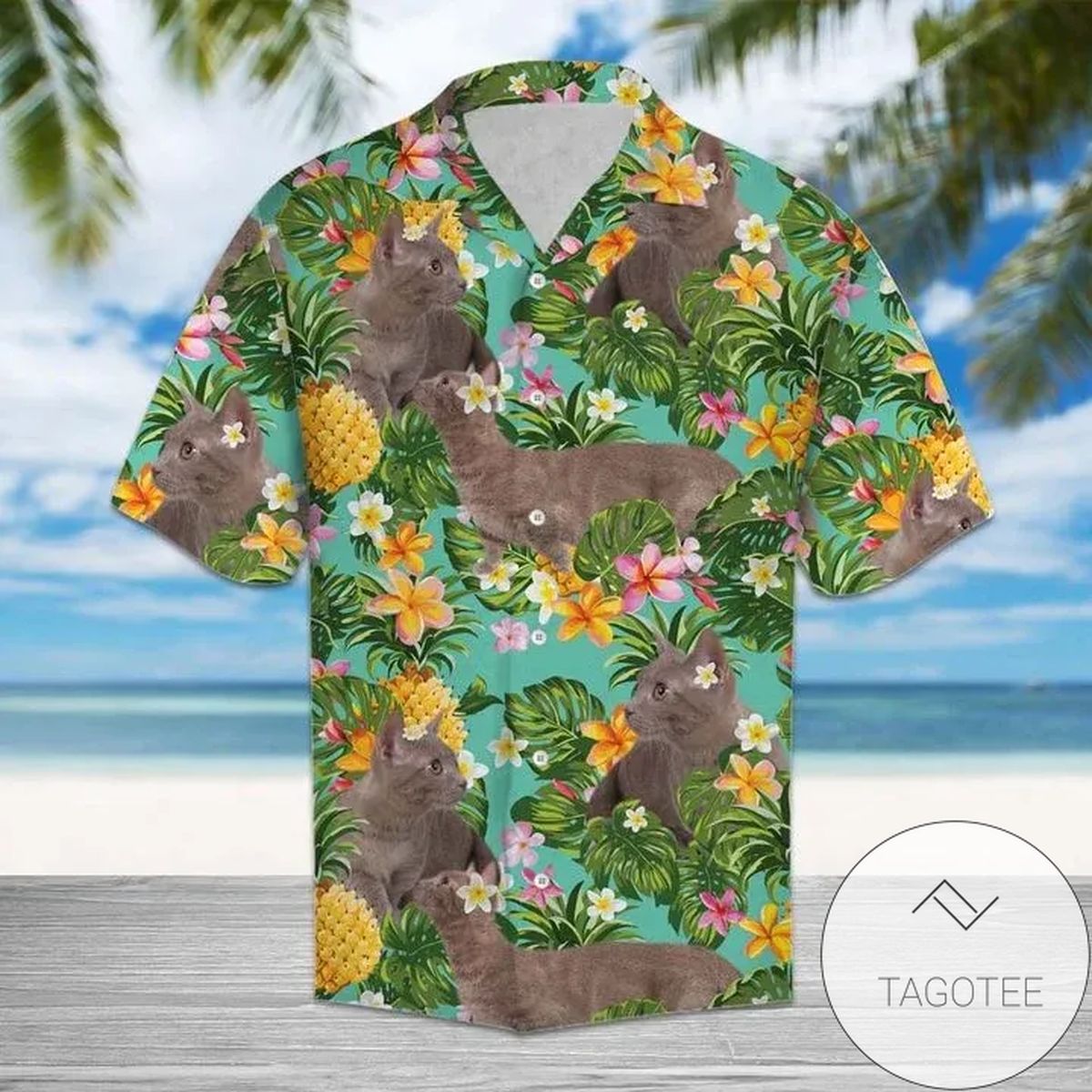 Tropical Pineapple Maine Coon 3d Hawaiian Shirt For Men With Vibrant Colors And Textures