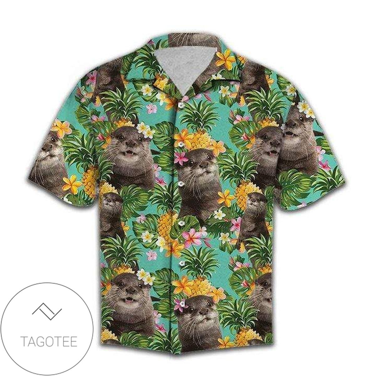 Tropical Pineapple Persian Cat 3d Hawaiian Shirt For Men With Vibrant Colors And Textures