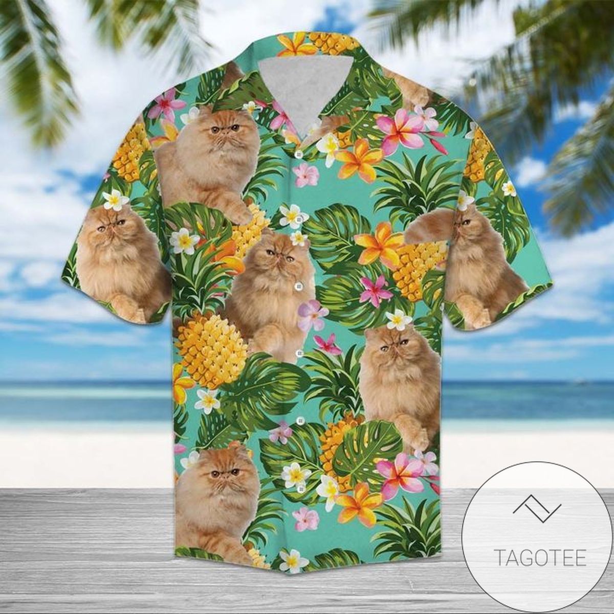 Tropical Pineapple Otter Unisex Hawaiian Aloha Shirts L