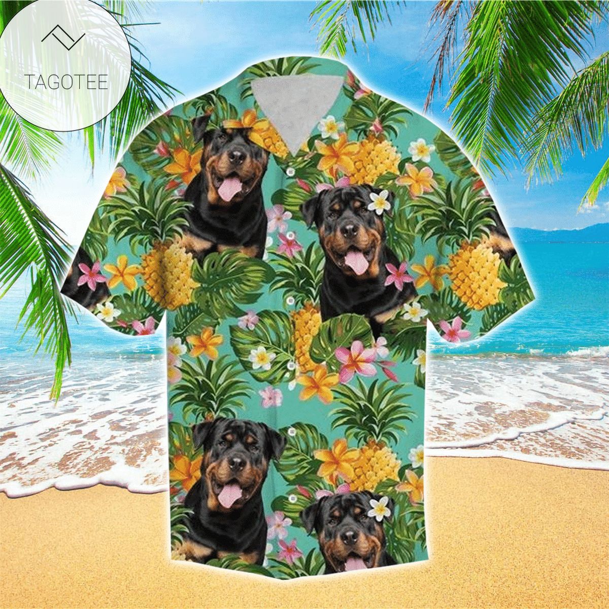 Tropical Pineapple Reindeer 3d Hawaiian Shirt For Men With Vibrant Colors And Textures