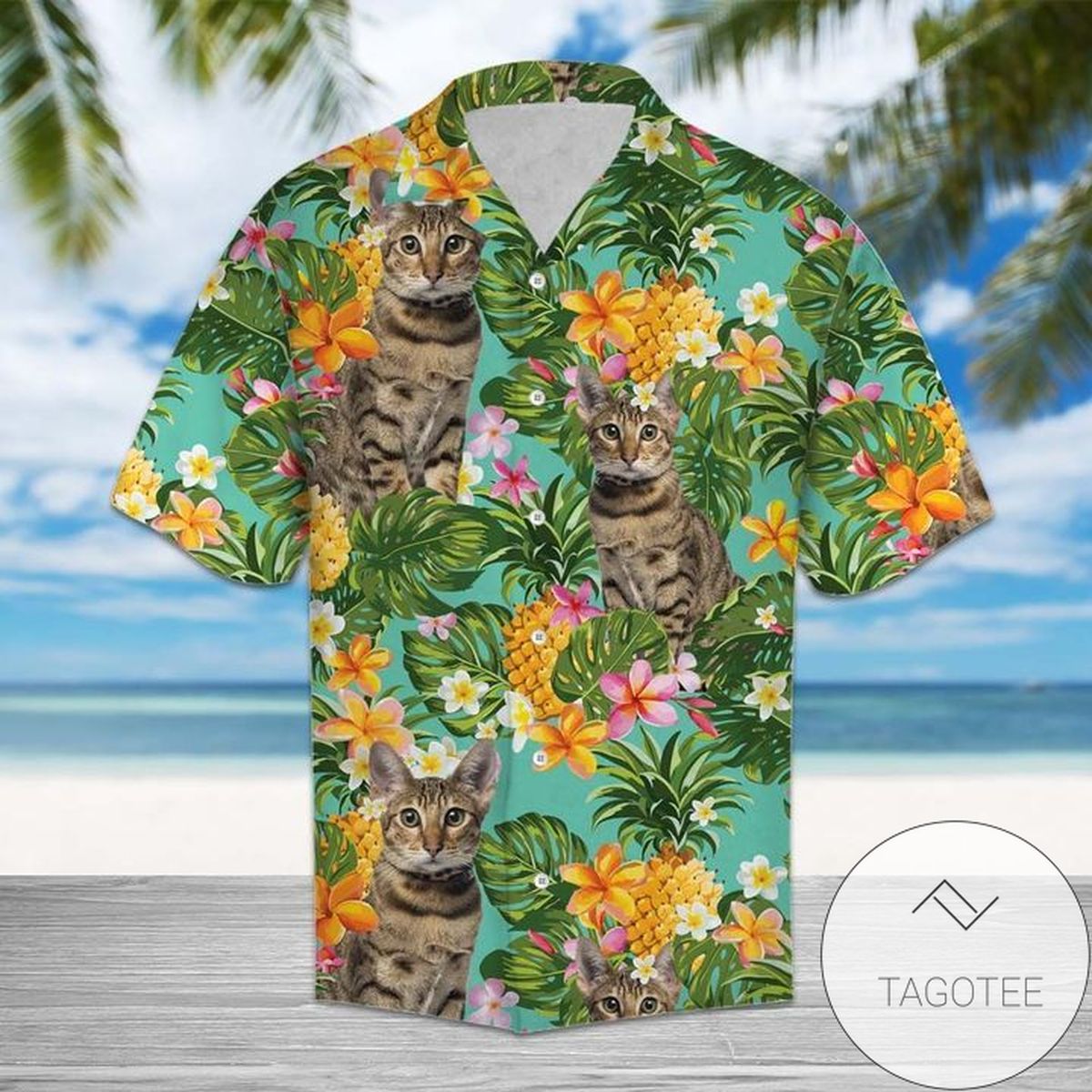 Tropical Pineapple Scottish Fold 3d Hawaiian Shirt For Men With Vibrant Colors And Textures