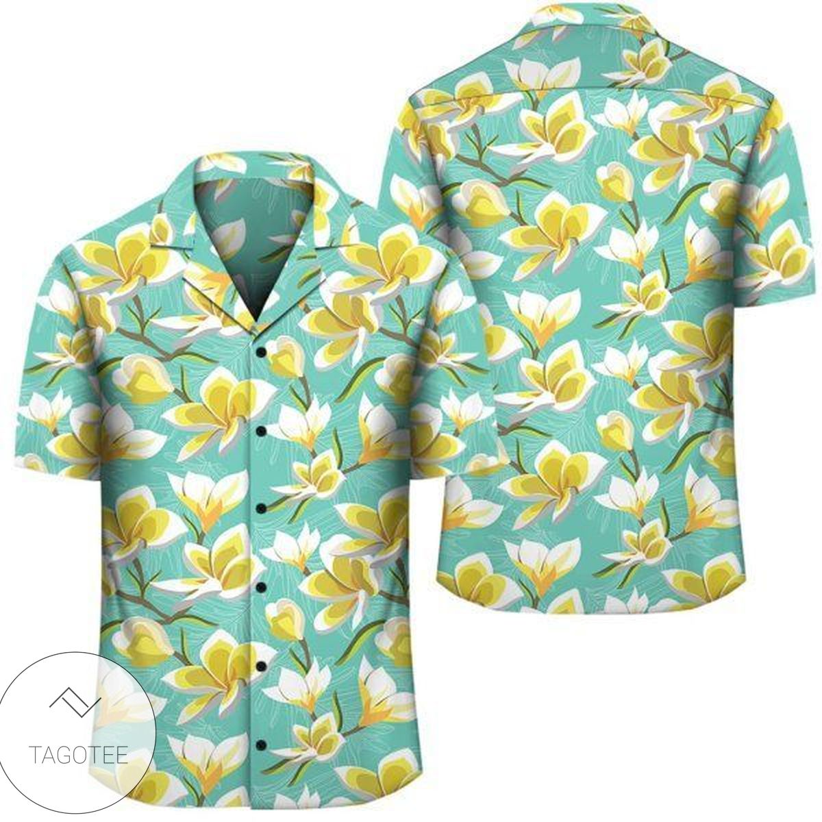 Tropical Plumeria Pattern With Palm Leaves Hawaiian Shirt