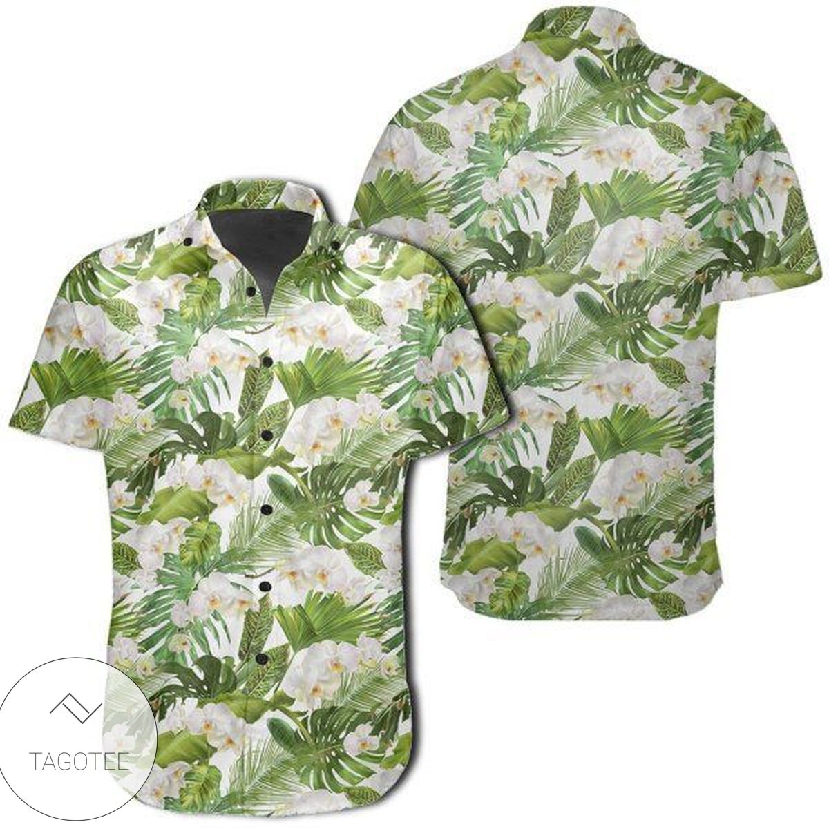 Tropical Plumeria Pattern With Palm Leaves Hawaiian Shirt