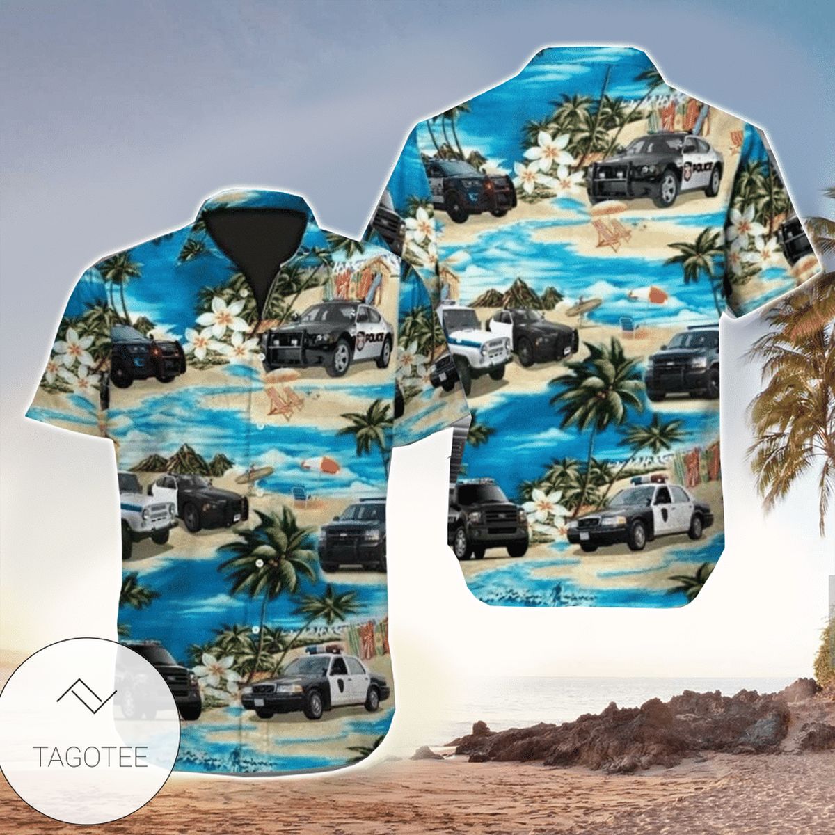 Tropical Police Hawaiian Shirt With Police Equipment Pattern & Pineapple