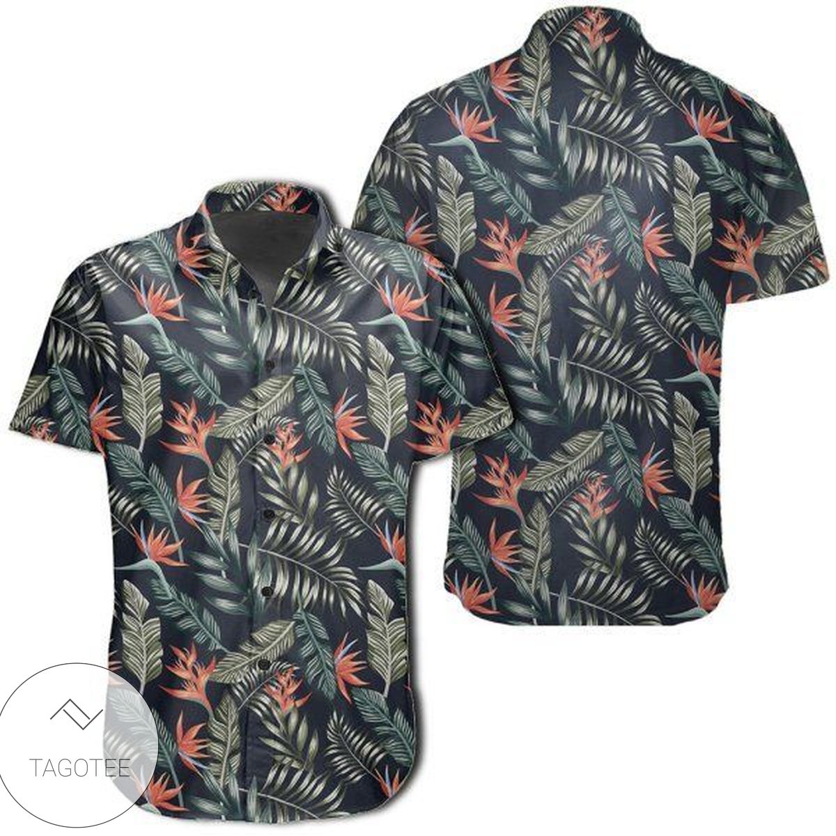 Tropical Strelitzia Blue Hawaiian Shirt