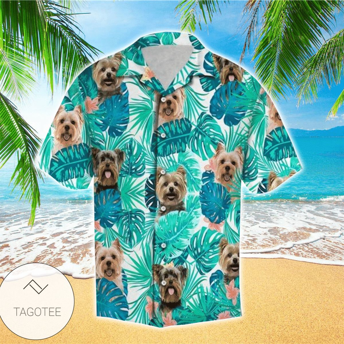 Tropical Yorkshire Terrier Awesome Green Hawaiian Shirt