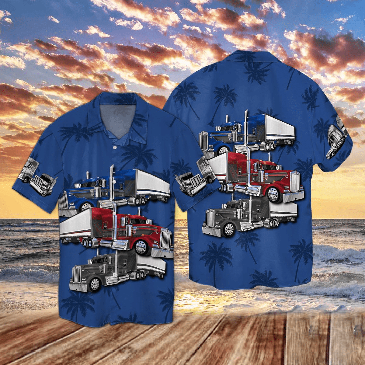 Truck Driver Coconut Tree Hawaiian Shirt