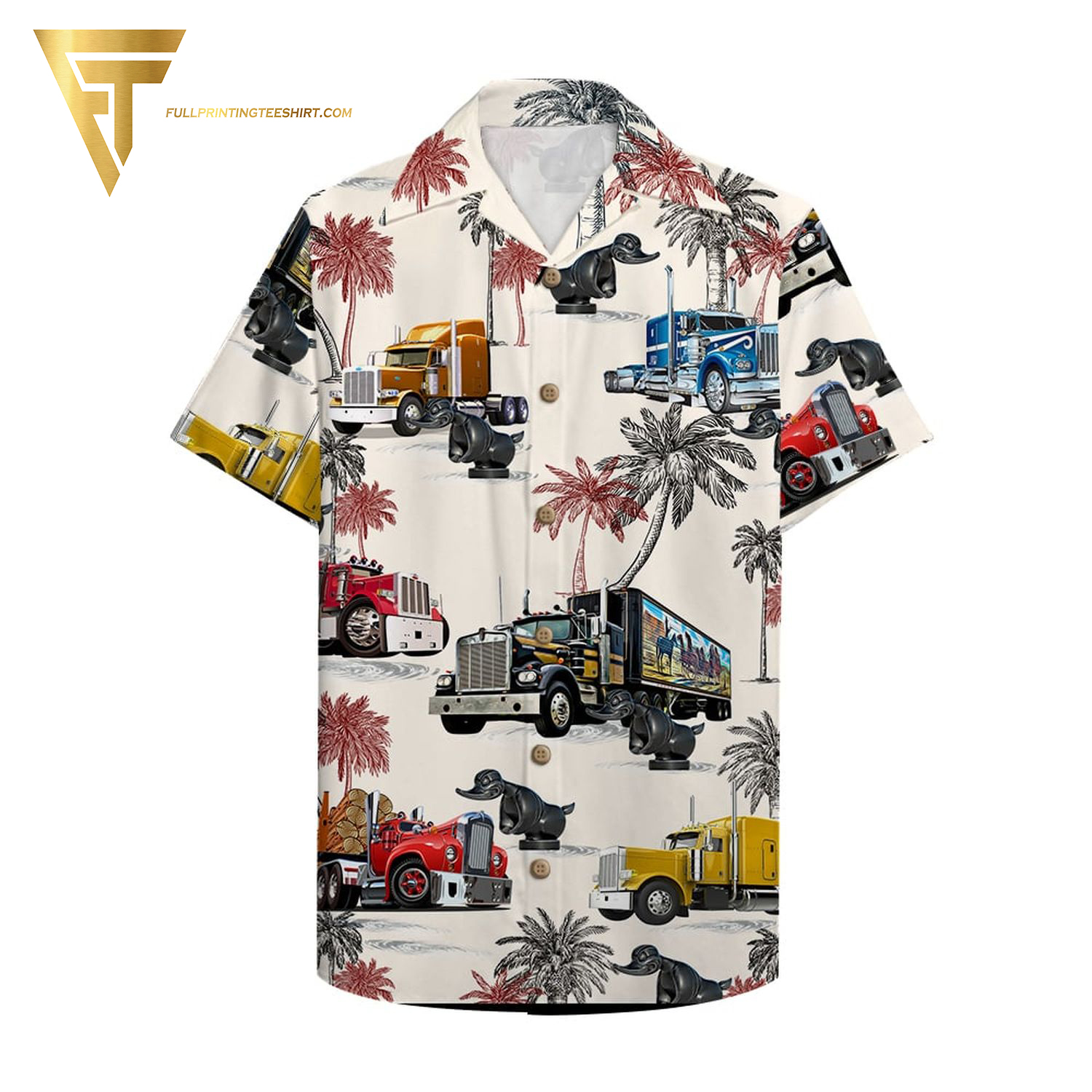 Truck And Duck Pattern Full Printing Hawaiian Shirt