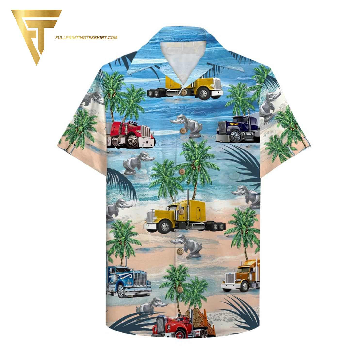 Trucker East Bound And Down Loaded Up And Truckin’ Full Printing Hawaiian Shirt