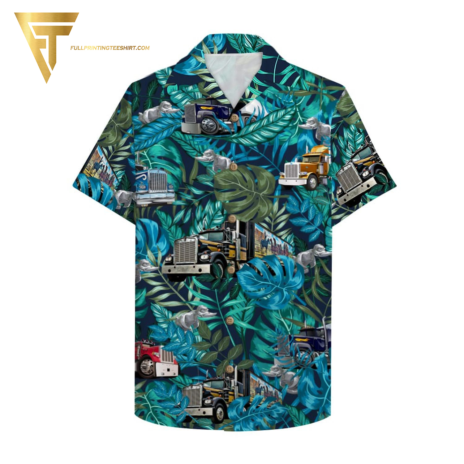 Trucker Semi Truck Full Printing Hawaiian Shirt