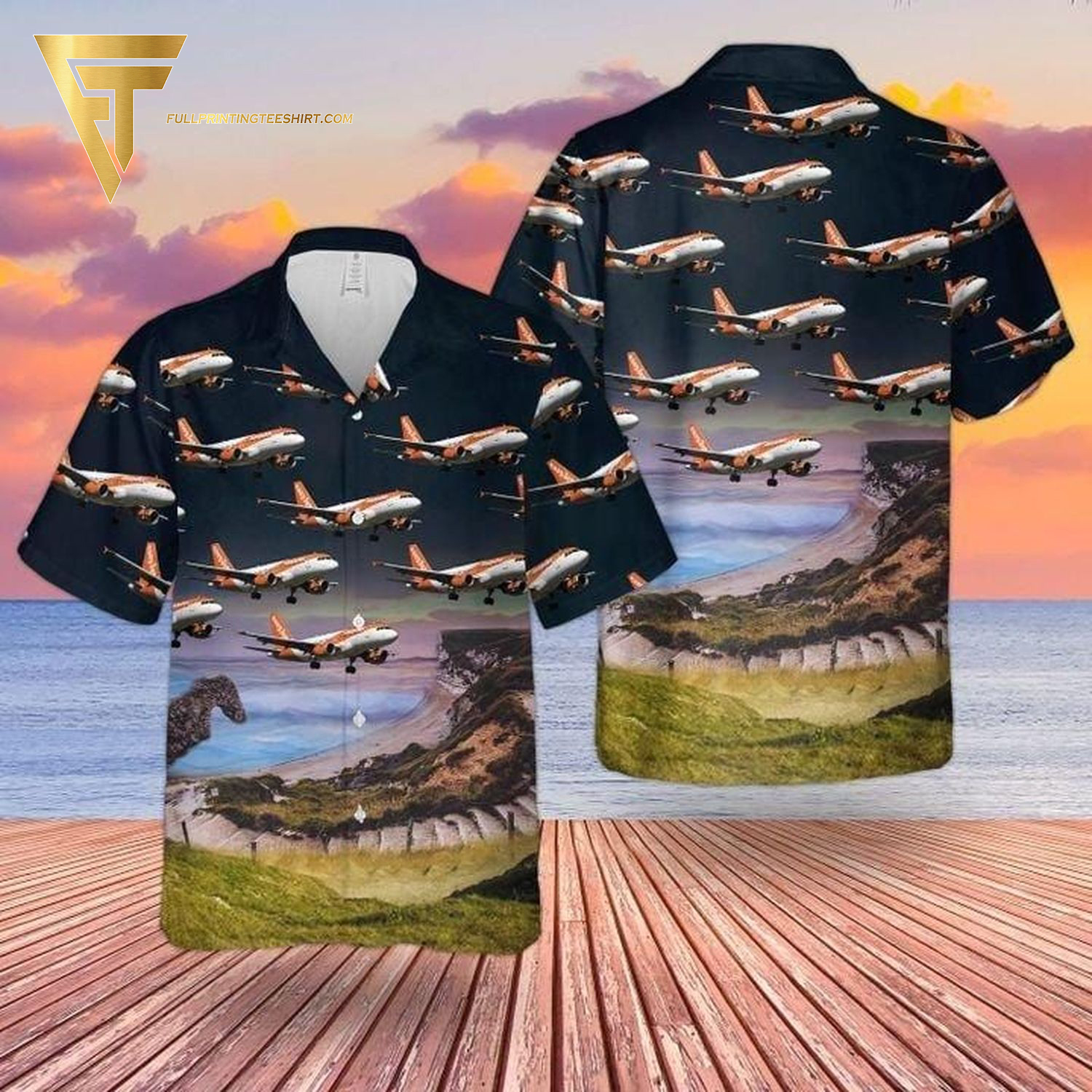 US air force sikorsky mh-53 pave low purple palm tree all over print hawaiian shirts and beach shorts