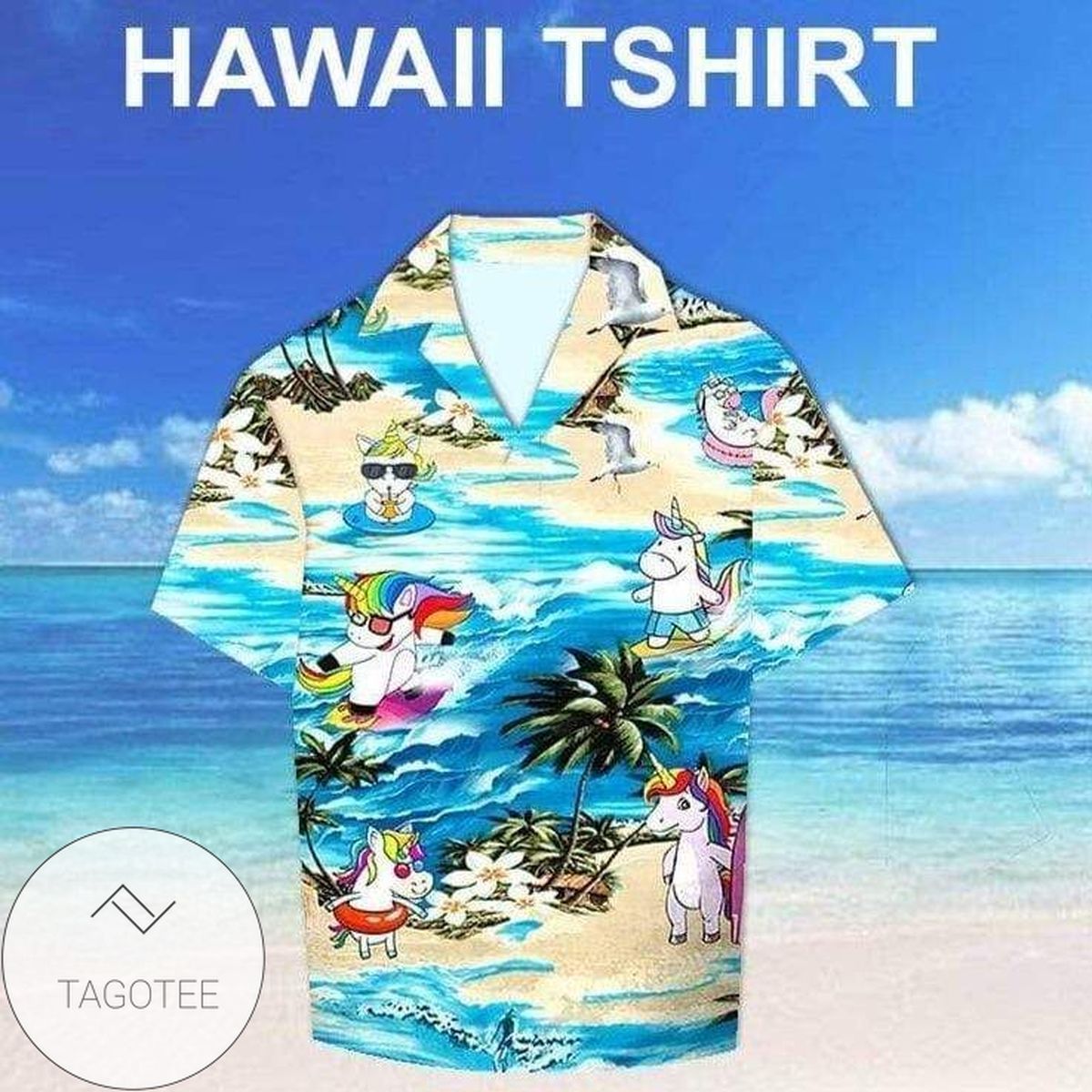 Unicorn T-Rex Dinosaur Hawaiian Shirt