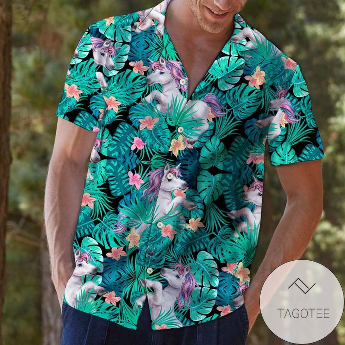 Unicorn Tropical Polyester Hawaiian Shirt