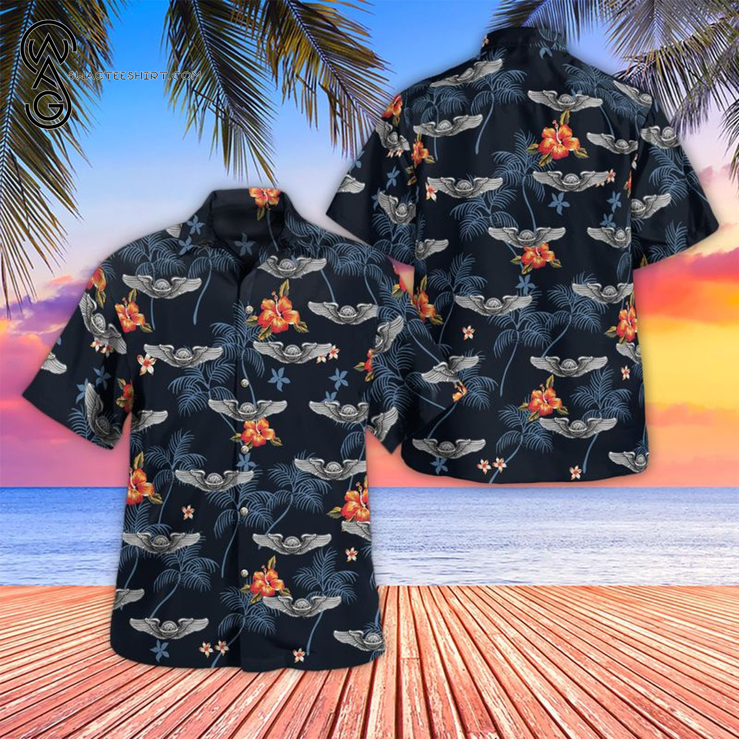 United States Army Huey Helicopter Summer Hawaiian Shirt