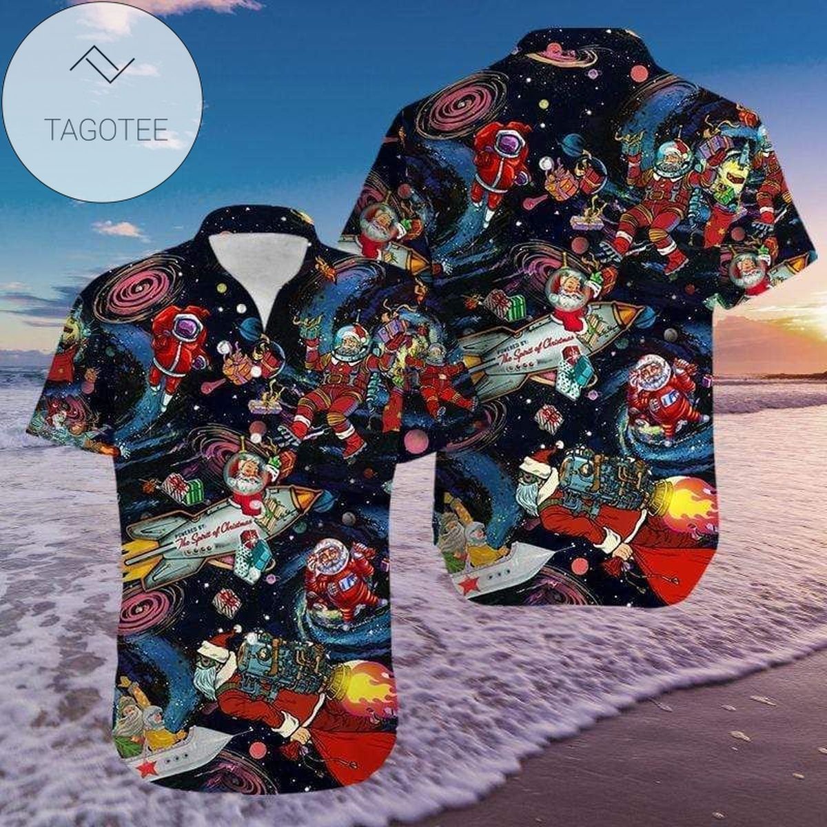 Universe Santa Claus Astronaut Hawaiian Shirts