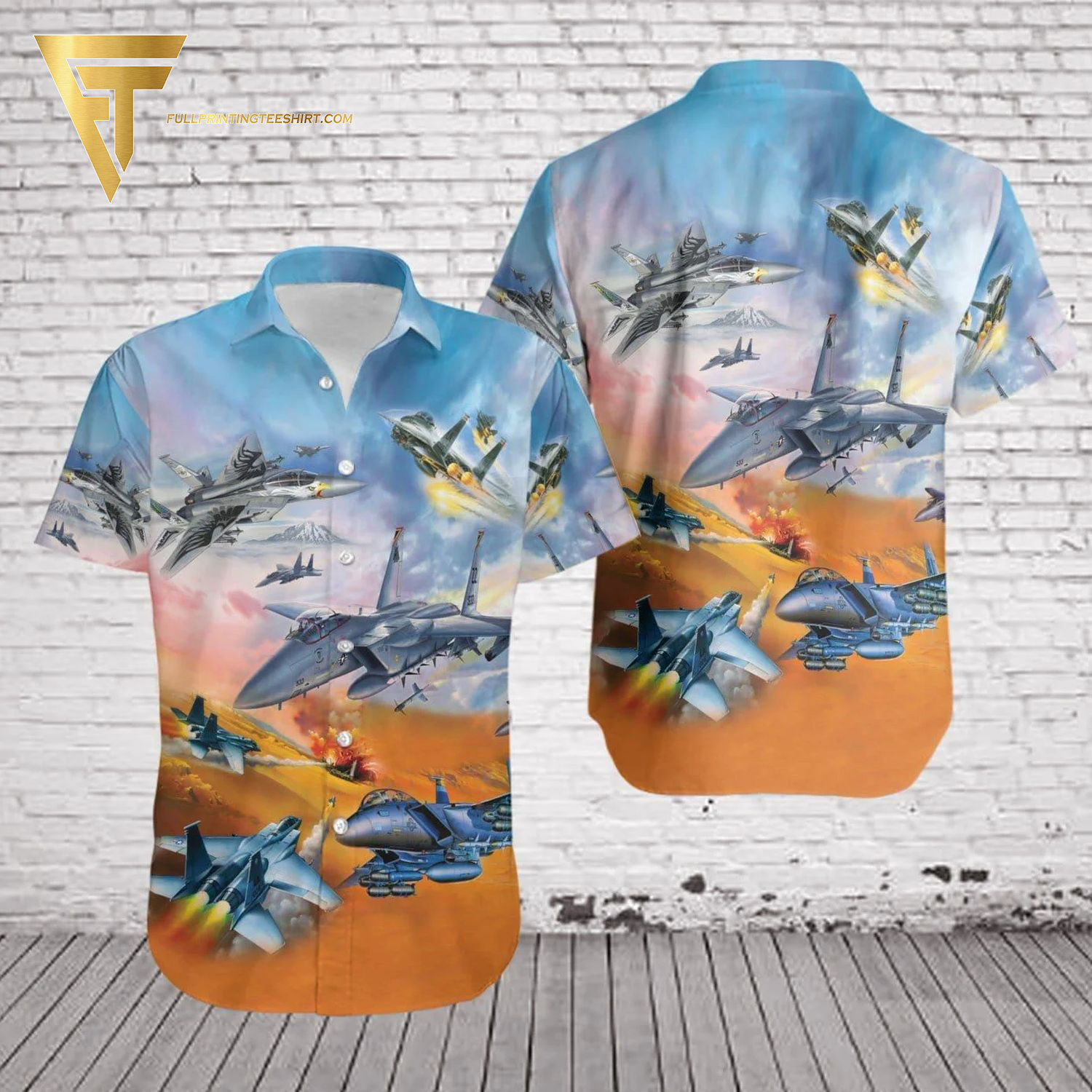 Tropical US army uh-1 huey all over print hawaiian shirts and beach shorts