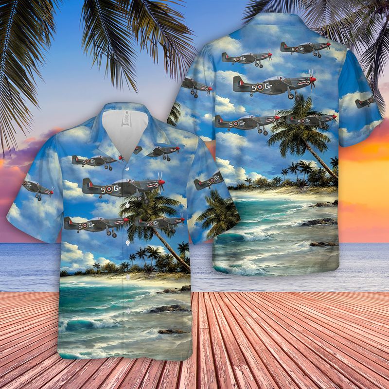 US Air Force North American P-51D Mustang Ferocious Frankie Hawaiian Shirt