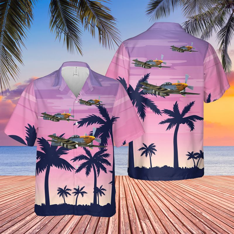 US Air Force North American P-51 Mustang D G-SHWN The Shark Hawaiian Shirt