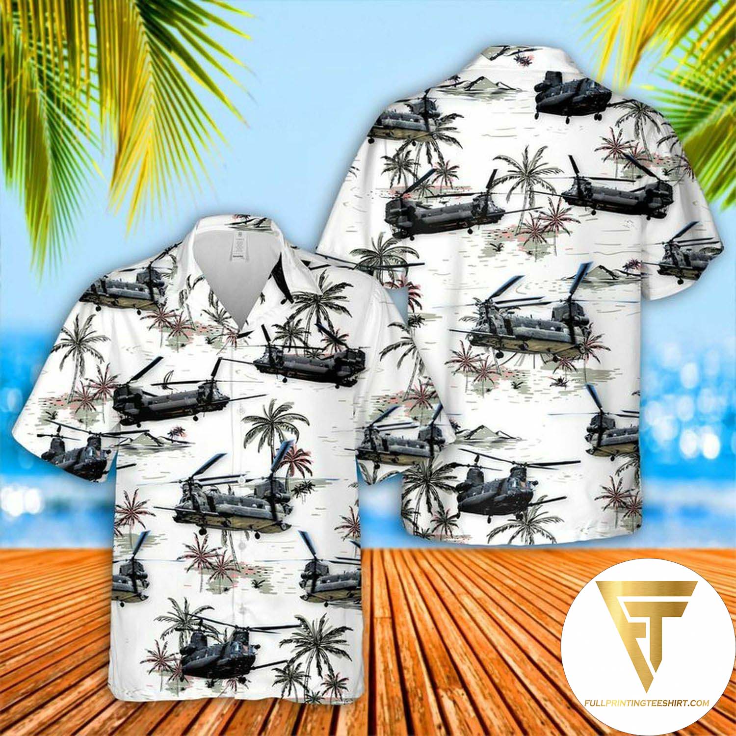 US Army Boeing CH-47 Chinook Summer Hawaiian Shirt