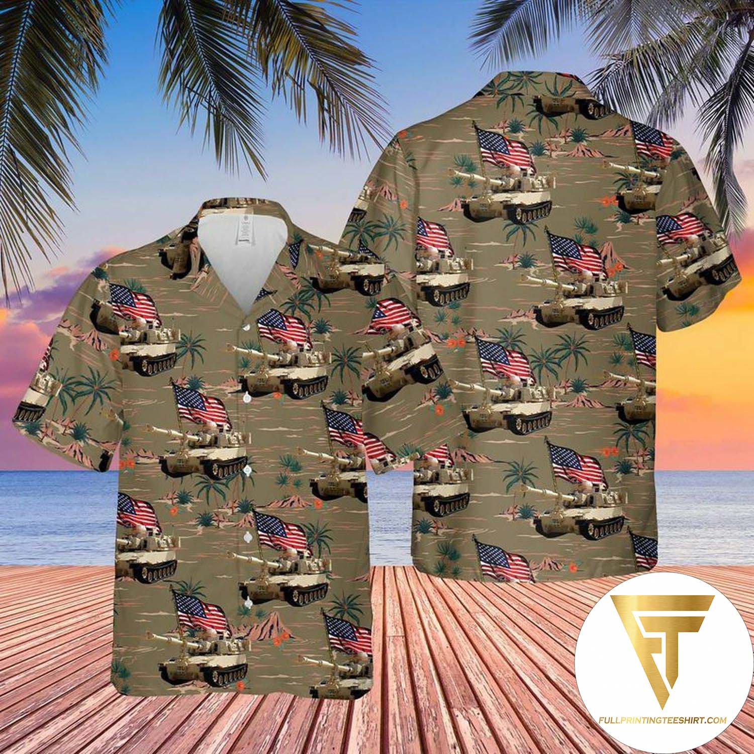 US Army Hughes OH-6 Cayuse Pattern Summer Hawaiian Shirt