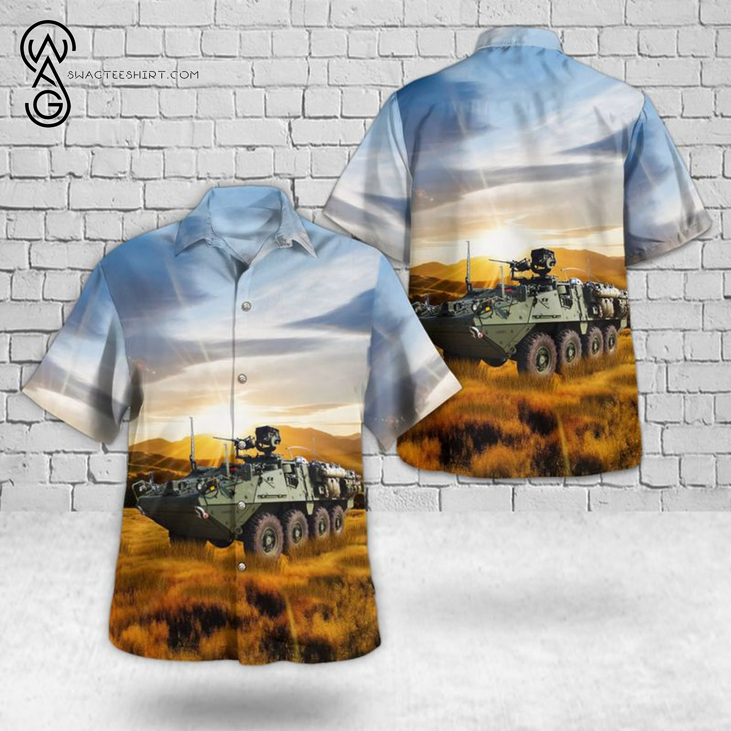 US Army M1128 Mobile Gun System Summer Hawaiian Shirt