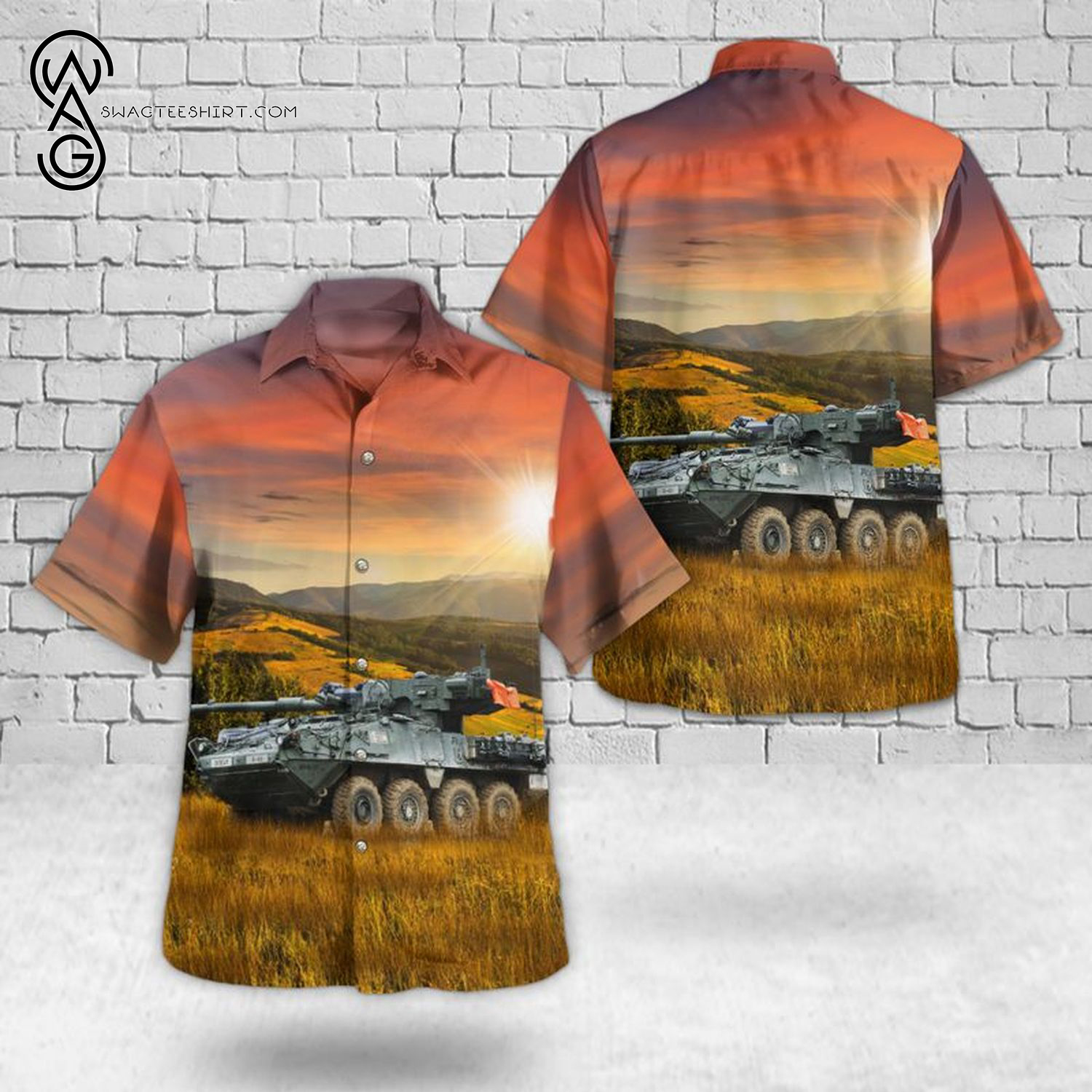 US Army M2A3 Bradley Hawaiian Shirt And Beach Shorts