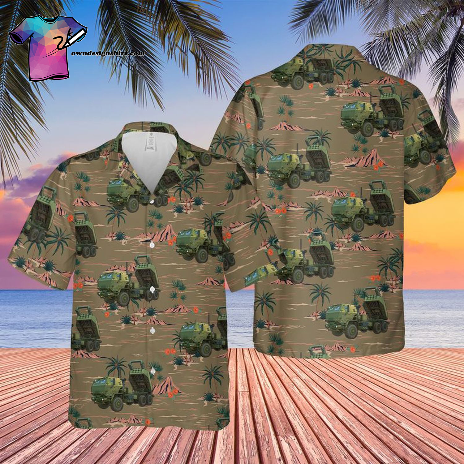 US Army M551 Sheridan Tank 4th Of July Hawaiian Shirt And Beach Shorts