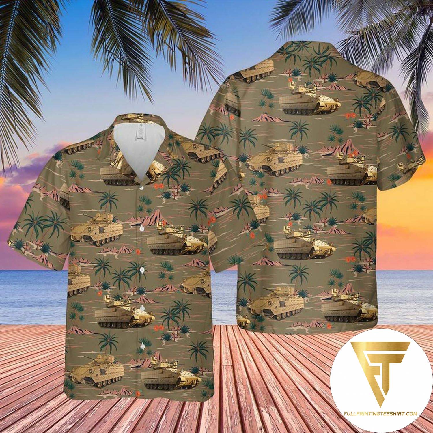 US Army M551 Sheridan Tank 4th Of July Hawaiian Shirt And Beach Shorts