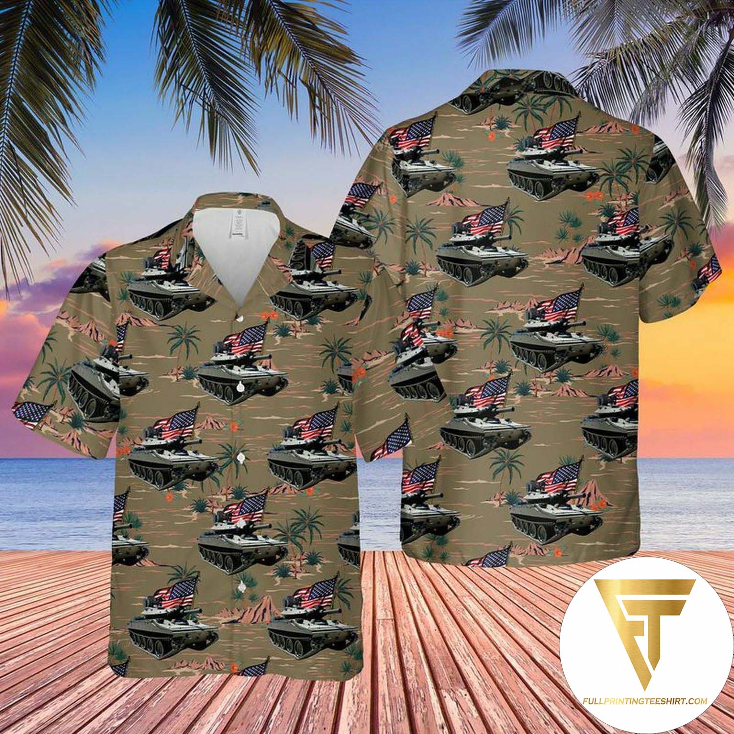 US Army M1130 Command Vehicle Summer Hawaiian Shirt