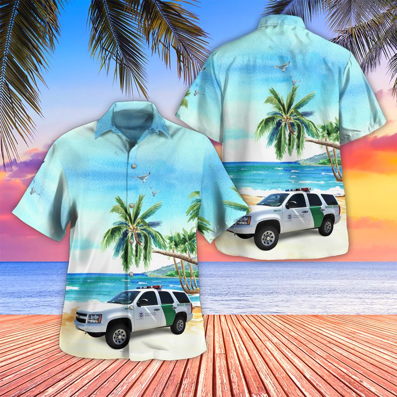 US Border Patrol Helicopter And Boats Hawaiian Shirt