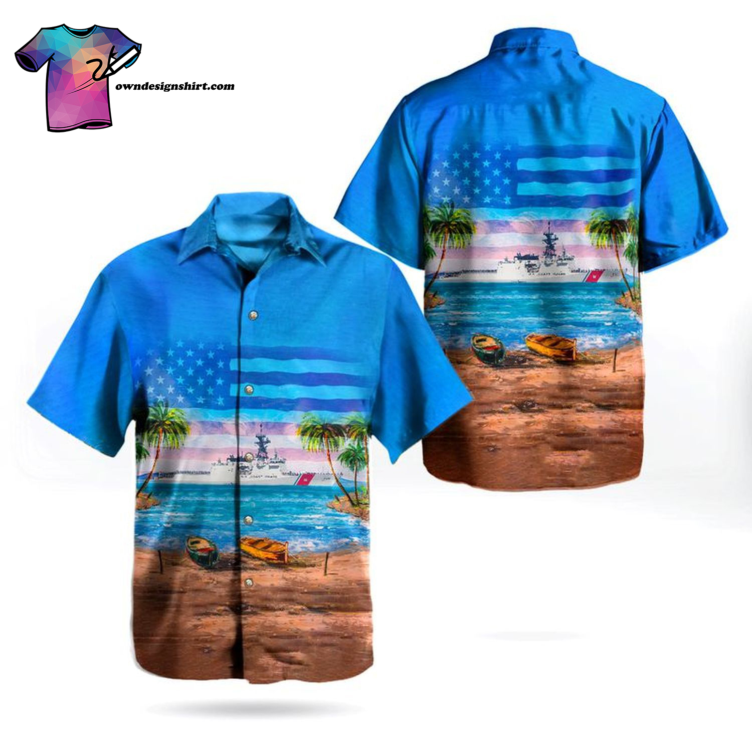 US Coast Guard USCGC Fir Independence Day Glacier Bay All Over Print Hawaiian Shirt