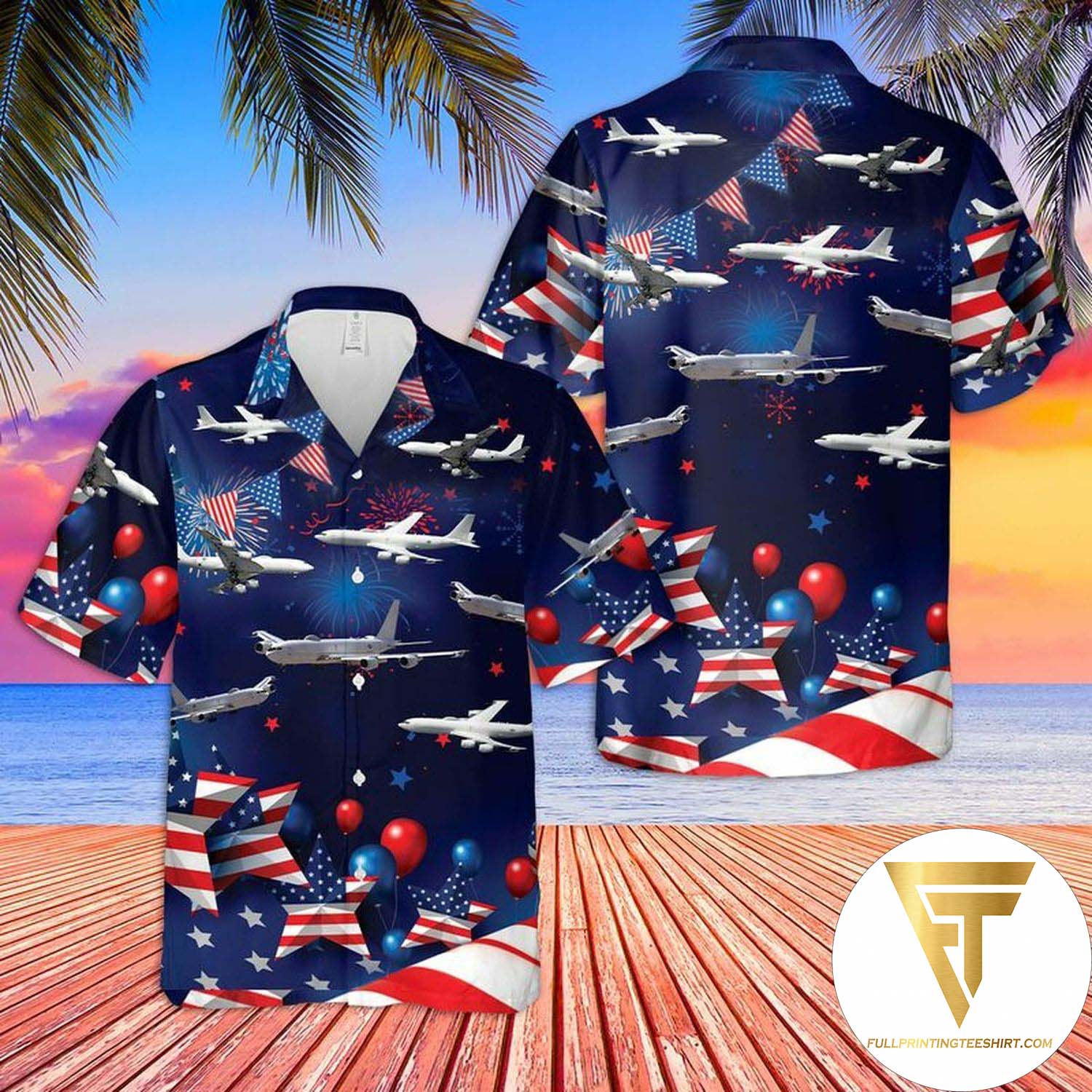 US Navy Blue Angels Douglas R5D Independence Day Summer Hawaiian Shirt