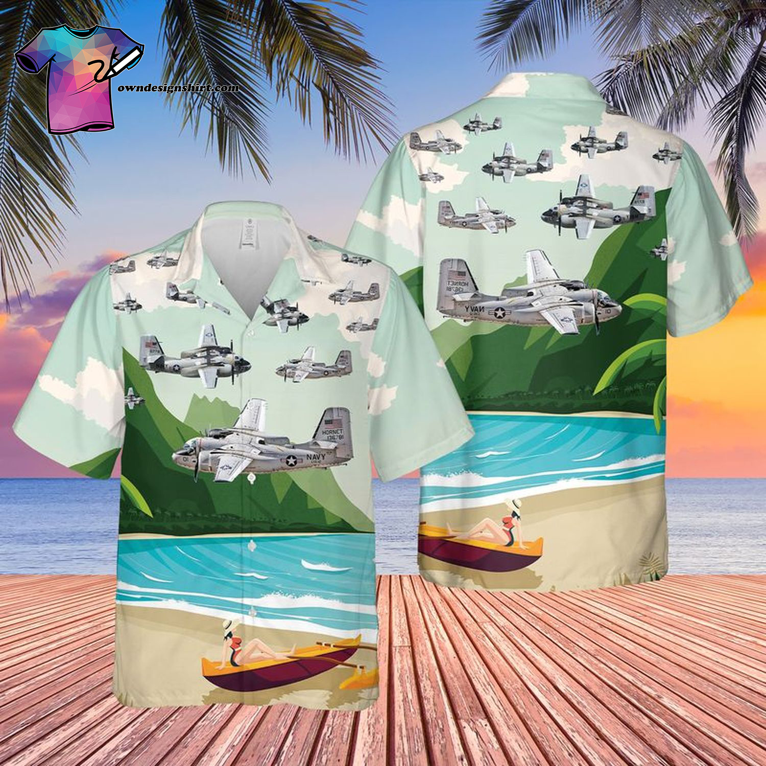 US Navy Grumman C-2A Greyhound Of VRC-50 All Over Print Hawaiian Shirt