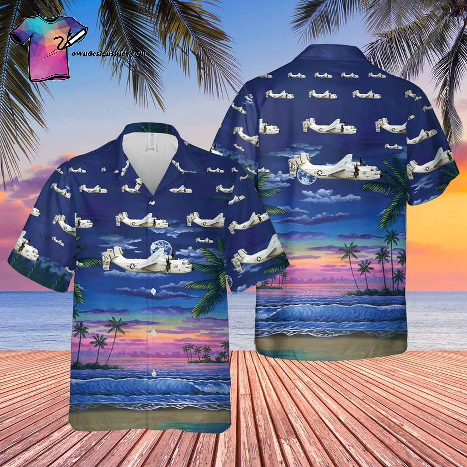 US Navy Boeing Vertol CH-46 Sea Knight All Over Print Hawaiian Shirt