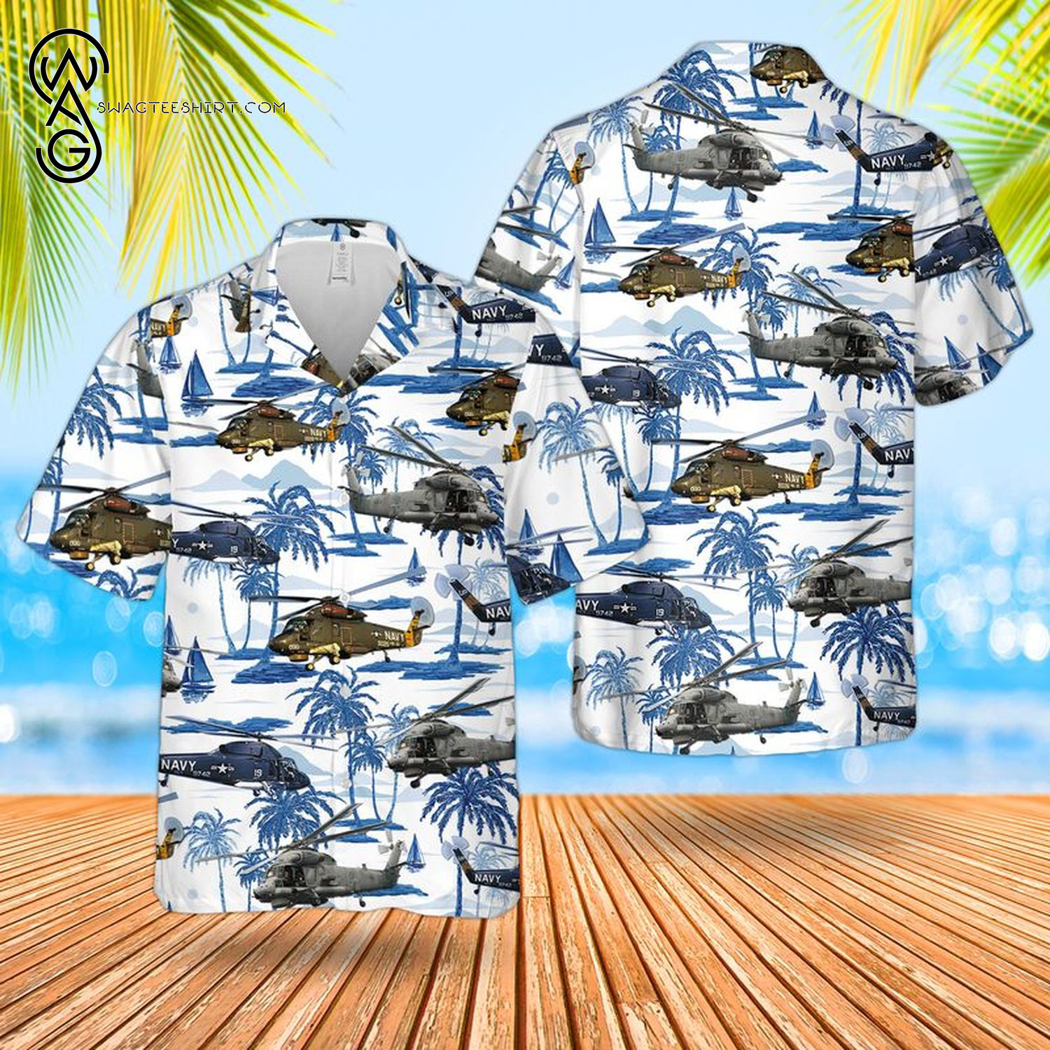 US Navy Kaman SH-2G Super Seasprite Hawaiian Shirt And Beach Shorts